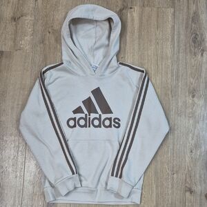 Kids Adidas Off-White Hoodie with Dark Brown Accents